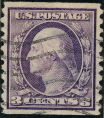 Scott 494 3 Cent Stamp Violet Type 2 Washington Franklin Series perforated 10 vertically no watermark