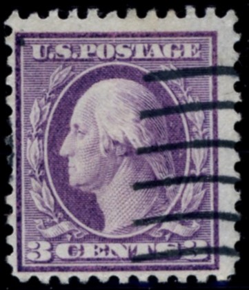 Scott 501 3 Cent Stamp Violet Type 1 Washington Franklin Series perforated 11 no watermark