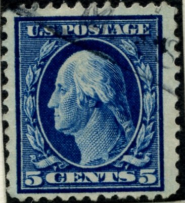 Scott 504 5 Cent Stamp Blue Washington Franklin Series perforated 11 no watermark