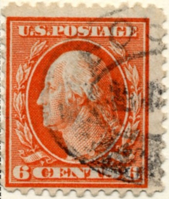 Scott 506 6 Cent Stamp Red Orange Washington Franklin Series perforated 11 no watermark a