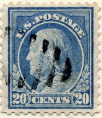 Scott 515 20 Cent Stamp Ultramarine Washington Franklin Series perforated 11 no watermark a