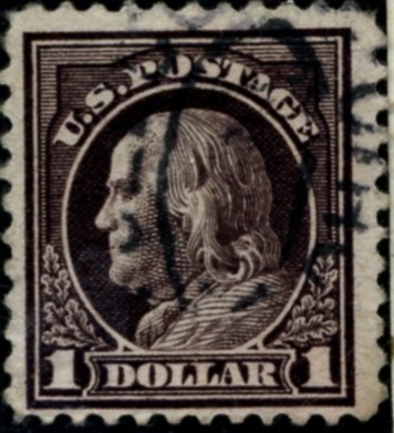 Scott 518 $1 Dollar Stamp Violet Brown Washington Franklin Series perforated 11 no watermark