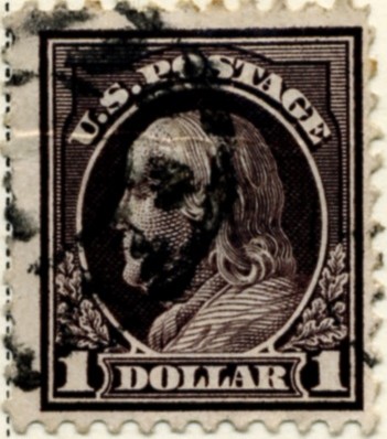 Scott 518 $1 Dollar Stamp Violet Brown Washington Franklin Series perforated 11 no watermark a