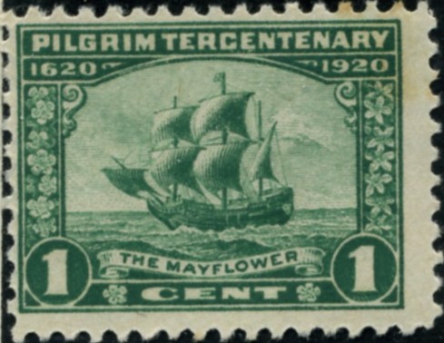 Scott 548 Mayflower 1 Cent Stamp Green Pilgrim Issue