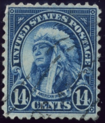 Scott 565 American Indian 14 Cent Stamp Dark Blue Definitive