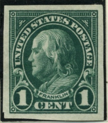 Scott 575 Franklin 1 Cent Stamp Green Series of 1922-1925