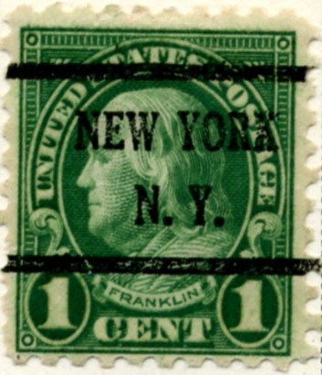 Scott 581 Franklin 1 Cent Stamp Green Series of 1922-1925, Rotary Press a