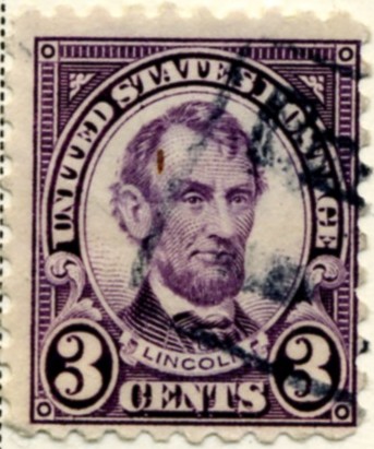 Scott 584 Lincoln 3 Cent Stamp Violet Series of 1922-1925, Rotary Press a