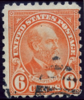 Scott 587 Garfield 6 Cent Stamp Red Orange Series of 1922-1925 Rotary Press