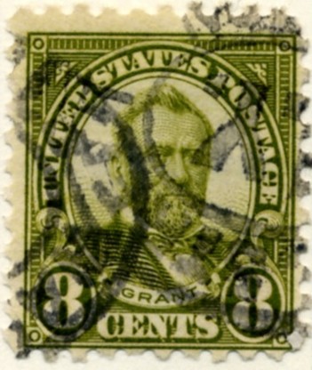 Scott 589 Grant 8 Cent Stamp Olive Green Series of 1922-1925 Rotary Press a