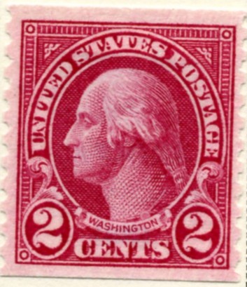 Scott 599 Washington 2 Cent Stamp Carmine Type 1 Series of 1922-1925 Rotary Press coil stamp Perforated 10 vertically a