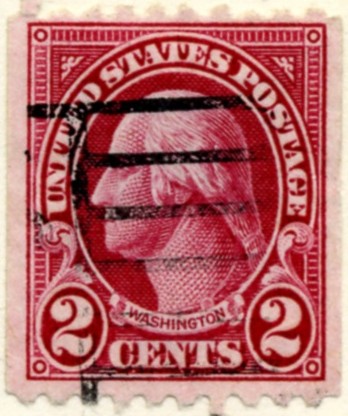 606 Washington 2 Cent Stamp Carmine Series of 1922-1925 coil stamp Perforated 10 horizontally a