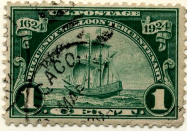 Scott 614 1 Cent Stamp Green Huguenot Walloon Issue a