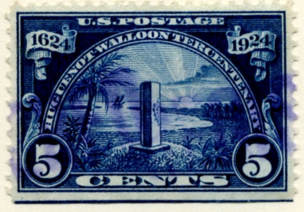 Scott 616 5 Cent Stamp Dark Blue Huguenot Walloon Issue a