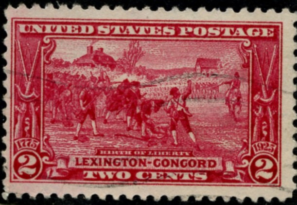 Scott 618 Birth of Liberty 2 Cent Stamp Carmine Rose Lexington Concord Sesquicentennial