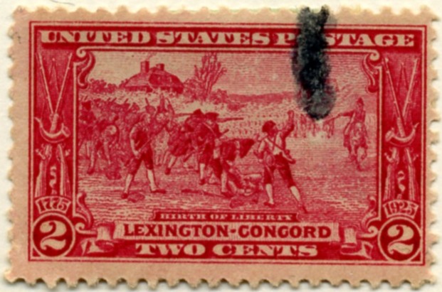 Scott 618 Birth of Liberty 2 Cent Stamp Carmine Rose Lexington Concord Sesquicentennial a