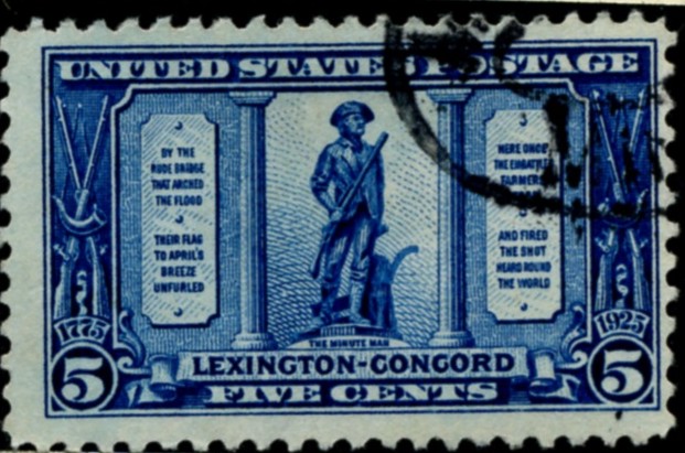 Scott 619 Minute Man 5 Cent Stamp Dark Blue Lexington Concord Sesquicentennial
