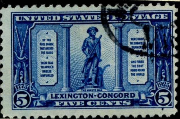 Scott 619 Minute Man 5 Cent Stamp Dark Blue Lexington Concord Sesquicentennial