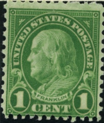 Scott 632 Franklin 1 Cent Stamp Green Series of 1922-1925 Perforated 11x10 1/2