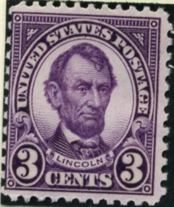 Scott 635 Lincoln 3 Cent Stamp Violet Series of 1922-1925 Perforated 11x10 1/2