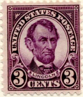 Scott 635 Lincoln 3 Cent Stamp Violet Series of 1922-1925 Perforated 11x10 1/2 a