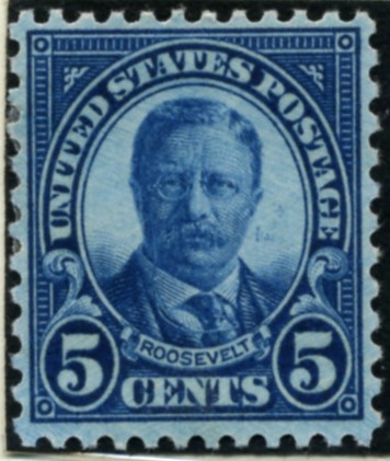 Scott 637 Roosevelt 5 Cent Stamp Dark Blue Series of 1922-1925 Perforated 11x10 1/2