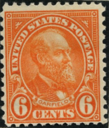 Scott 638 Garfield 6 Cent Stamp Red Orange Series of 1922-1925 Perforated 11x10 1/2