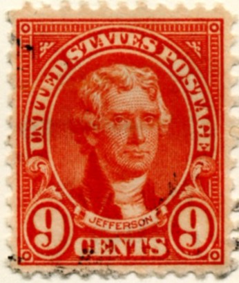 Scott 641 Jefferson 9 Cent Stamp Orange Red Series of 1922-1925 Perforated 11x10 1/2 a