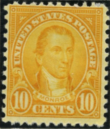 Scott 642 Monroe 10 Cent Stamp Orange Series of 1922-1925 Perforated 11x10 1/2