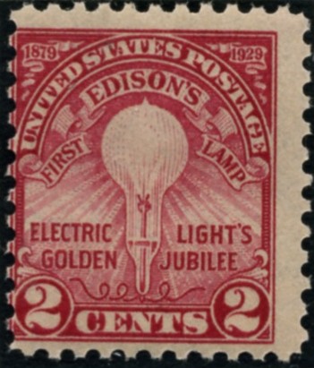 Scott 655 2 Cent Stamp Edison Light Bulb Perforated 11x10 1/2