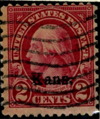 Scott 660 Washington 2 Cent Stamp Carmine Series of 1922-1925 Overprinted Kans