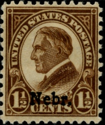 Scott 670 Harding 1 1/2 Cent Stamp Brown Series of 1922-1925 Overprinted Nebr