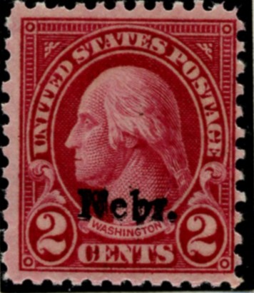 Scott 671 Washington 2 Cent Stamp Carmine Series of 1922-1925 Overprinted Nebr