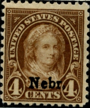 Scott 673 Martha Washington 4 Cent Stamp Yellow Brownt Series of 1922-1925 Overprinted Nebr