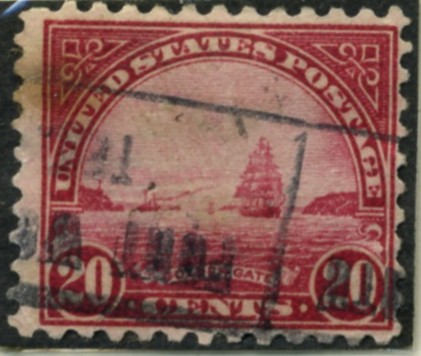 Scott 698 Golden Gate 20 Cent Stamp Carmine Rose Blue Series of 1922-1925 rotary press