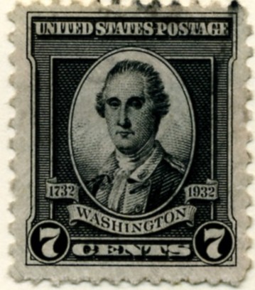 Scott 712 7 Cent Stamp Black Washington Bicentennial Set a