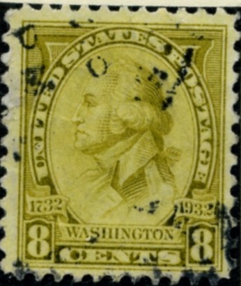 Scott 713 8 Cent Stamp Olive Bistre Washington Bicentennial Set