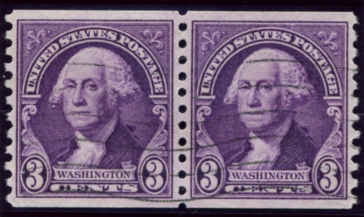 Scott 721 3 Cent Stamp George Washington Coil Stamp Perforated vertically pair