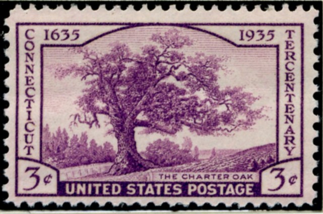 Scott 772 Charter Oak 3 Cent Stamp Connecticut Tercentenary