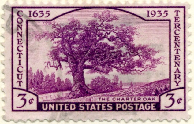 Scott 772 Charter Oak 3 Cent Stamp Connecticut Tercentenary b