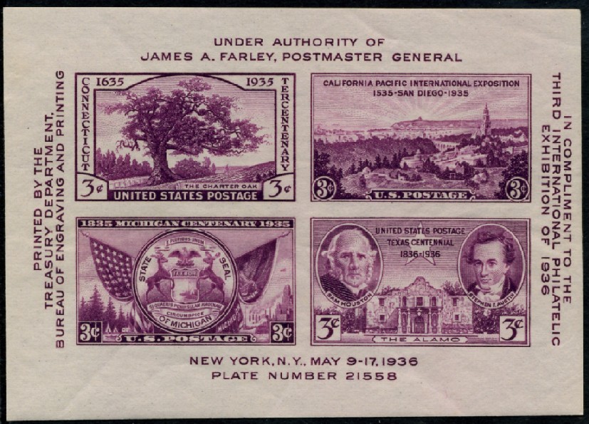 Scott 778 3 Cent Stamp TIPEX Souvenir Sheet a