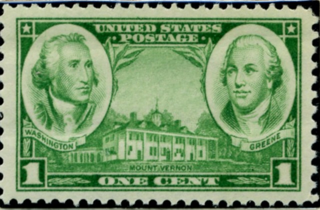 Scott 785 1 Cent Stamp Washington and Greene Mount Vernon