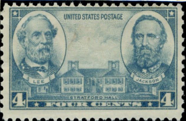 Scott 788 4 Cent Stamp Lee and Stonewall Jackson with Stratford Hall