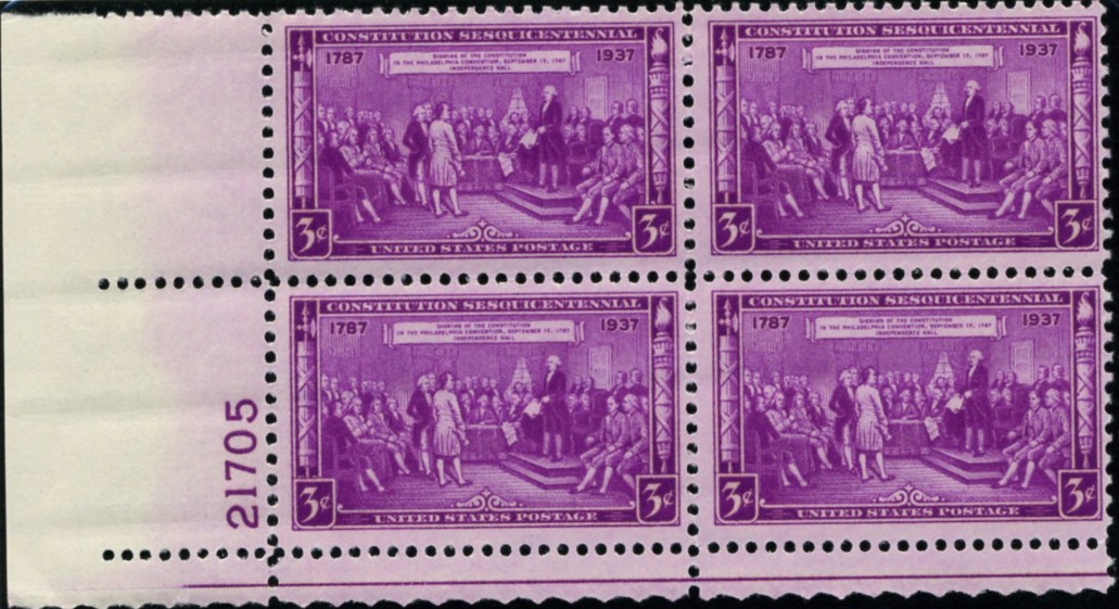 Scott 798 3 Cent Stamp Constitution Sesquicentennial Plate Block