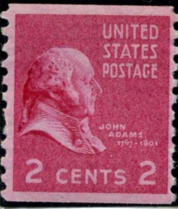 Scott 841 2 Cent Stamp John Adams coil stamp Perforated vertically