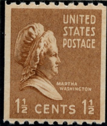 Scott 849 1 1/2 Cent Stamp Martha Washington coil stamp Perforated horizontally