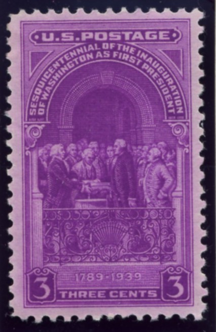 Scott 854 3 Cent Stamp Washington's Inauguration Sesquicentennial