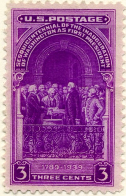 Scott 854 3 Cent Stamp Washington's Inauguration Sesquicentennial a