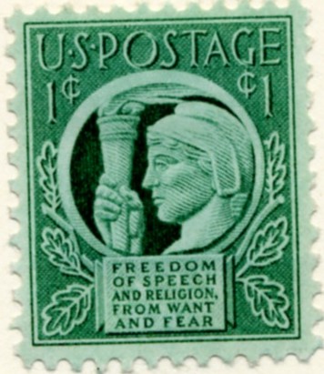Scott 908 1 Cent Stamp Four Freedoms a