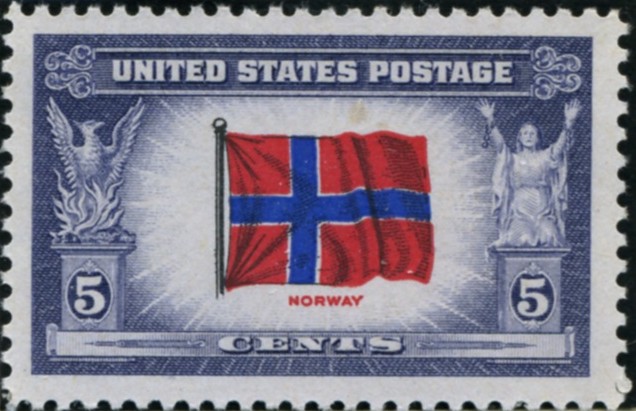 Scott 911 5 Cent Stamp Overrun Countries Issue Norway